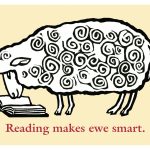Reading makes ewe smart art by Leslie Evans, Sea Dog Press